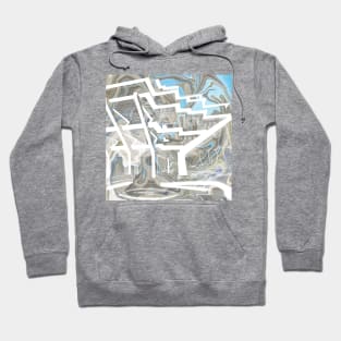 brutal brutalist architecture in modern sketch art ecopop in white Hoodie